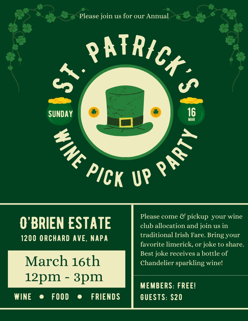 Best wines to serve at a St Patrick's Day party - O'Brien Estate