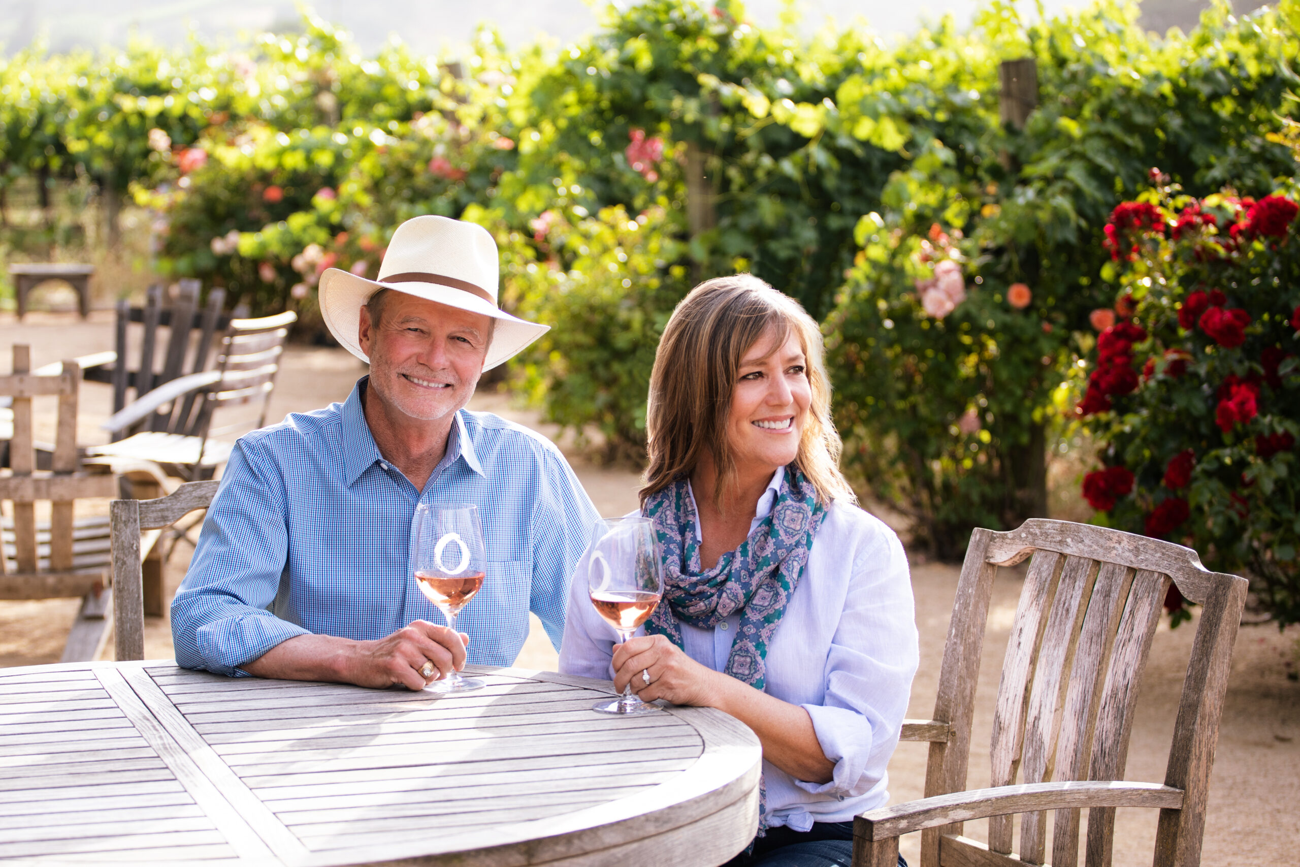 Bart and Barb O’Brien, founders of family-owned Napa Valley winery O’Brien Estate, at their vineyard table