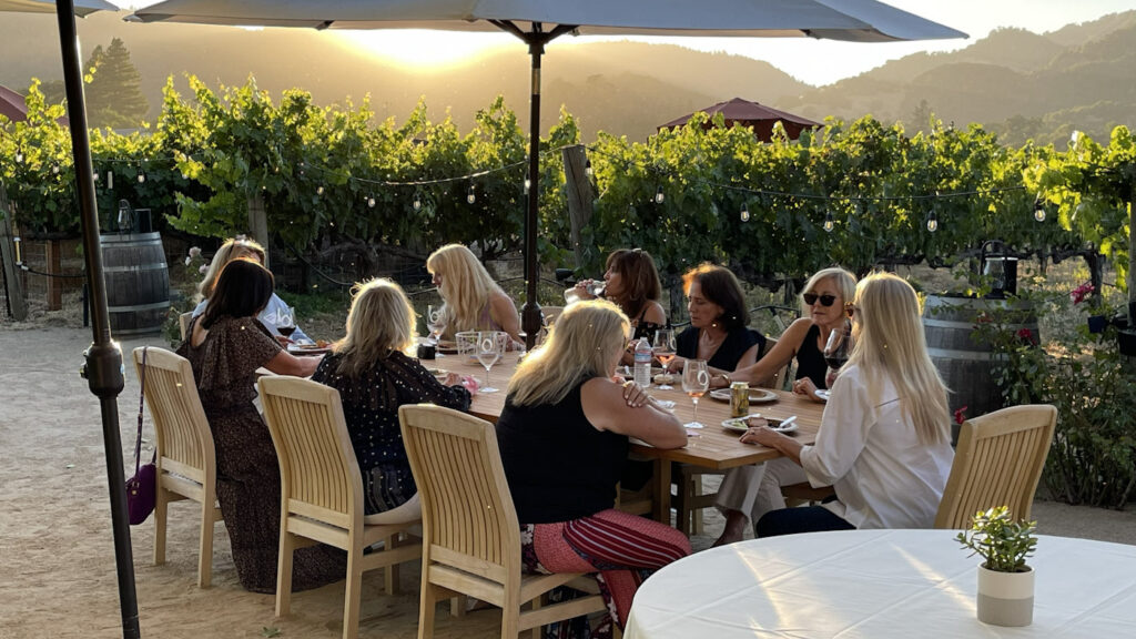 Afternoon group enjoying a private event sunset tasting.
