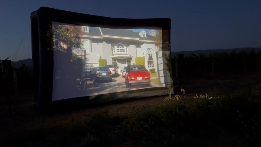 movie screen at night