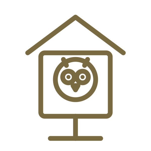 Owl and bird boxes icon